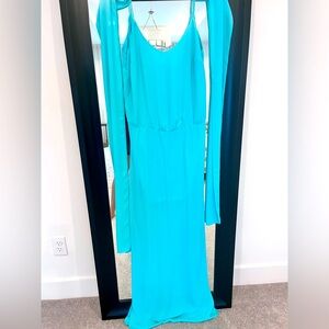 Fluid long dress -  Tiffany blue